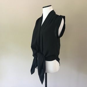 Candie’s Black Sleeveless Waist Tie Blouse - Size S